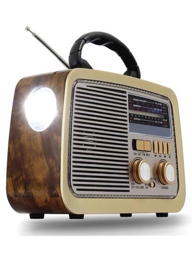 Portable radio FM - AM - SW Gold/Brown/Black Bluetooth Portable Audio TF Card USB Flash disk Aux playback - Image 1